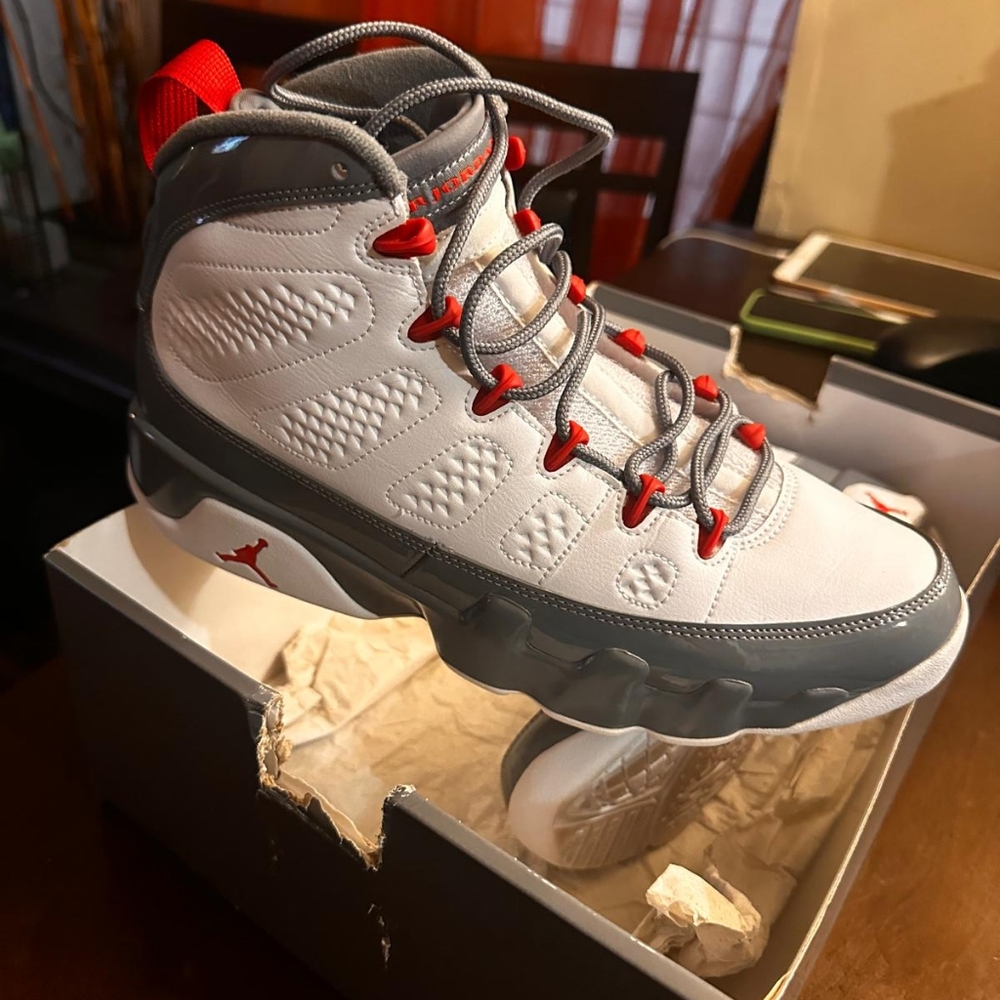 Jordan Air Jordan 9 Retro White and Gray Sneakers